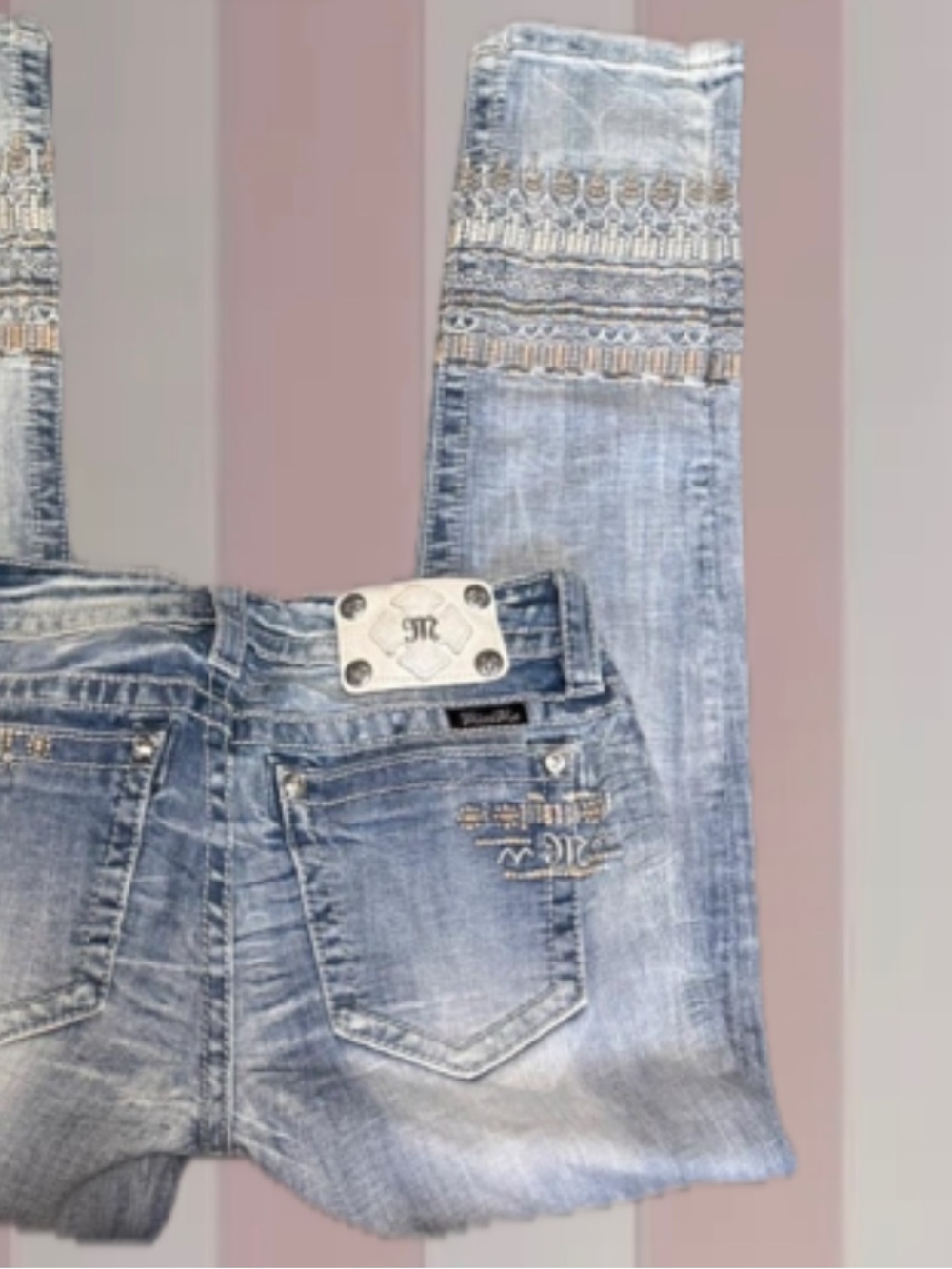 Miss Me Y2K Embroidery Boho LOW-RISE Skinny Jeans